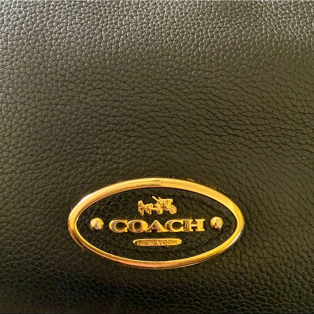Coach black leather Edie purse with gold hard ware